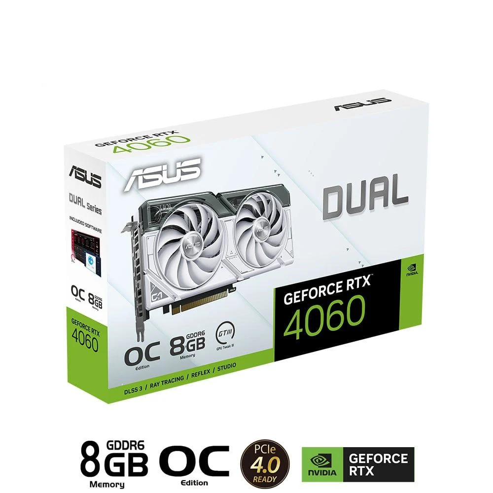 Card màn hình VGA ASUS Dual GeForce RTX 4060 White OC Edition 8GB GDDR6 (DUAL-RTX4060-O8G-WHITE) 3 dual rtx4060 o8g white