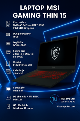 Laptop MSI Gaming Thin 15 B13UC - 3247VN_16GB (i5 13420H, 16GB, 512GB, RTX 3050 4GB, Full HD 144Hz, Win11) 18 ChatGPT Image 19 30 23 14 thg 11 2025