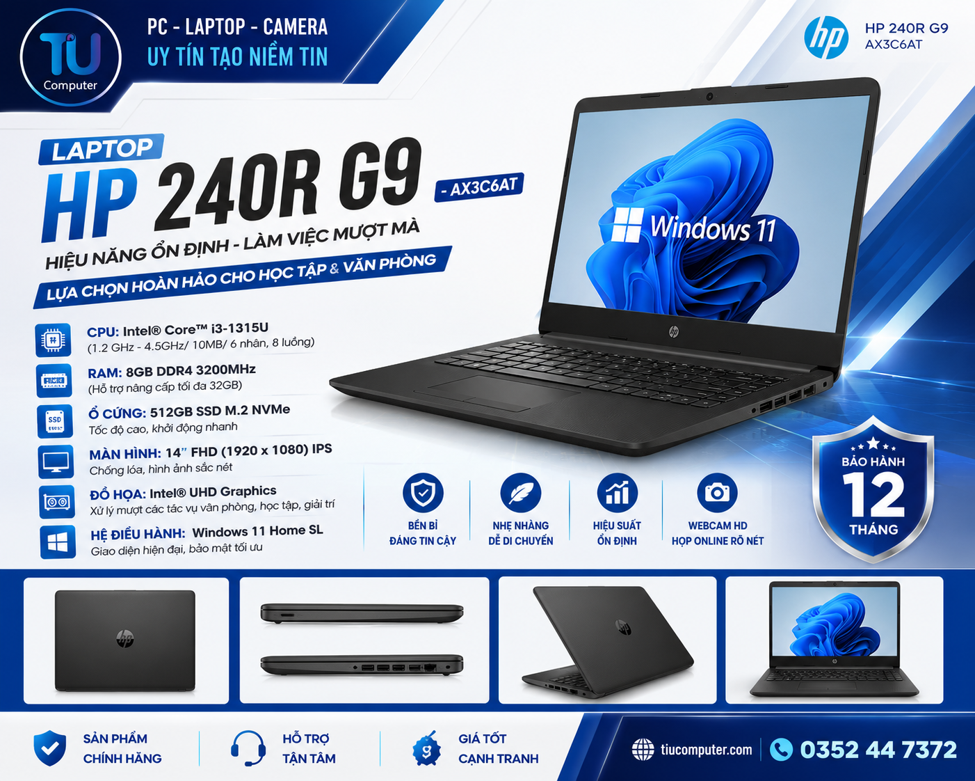 Laptop HP 240R G9 - AX3C6AT (i3 1315U, 8GB, 512GB, Full HD, Win11) 2 ChatGPT Image 14 28 01 10 thg 7 2026